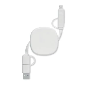 60 W zatahovací nabíjecí kabel - LINEA - bílý
