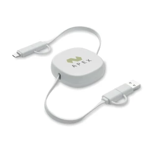 60 W zatahovací nabíjecí kabel - LINEA - bílý